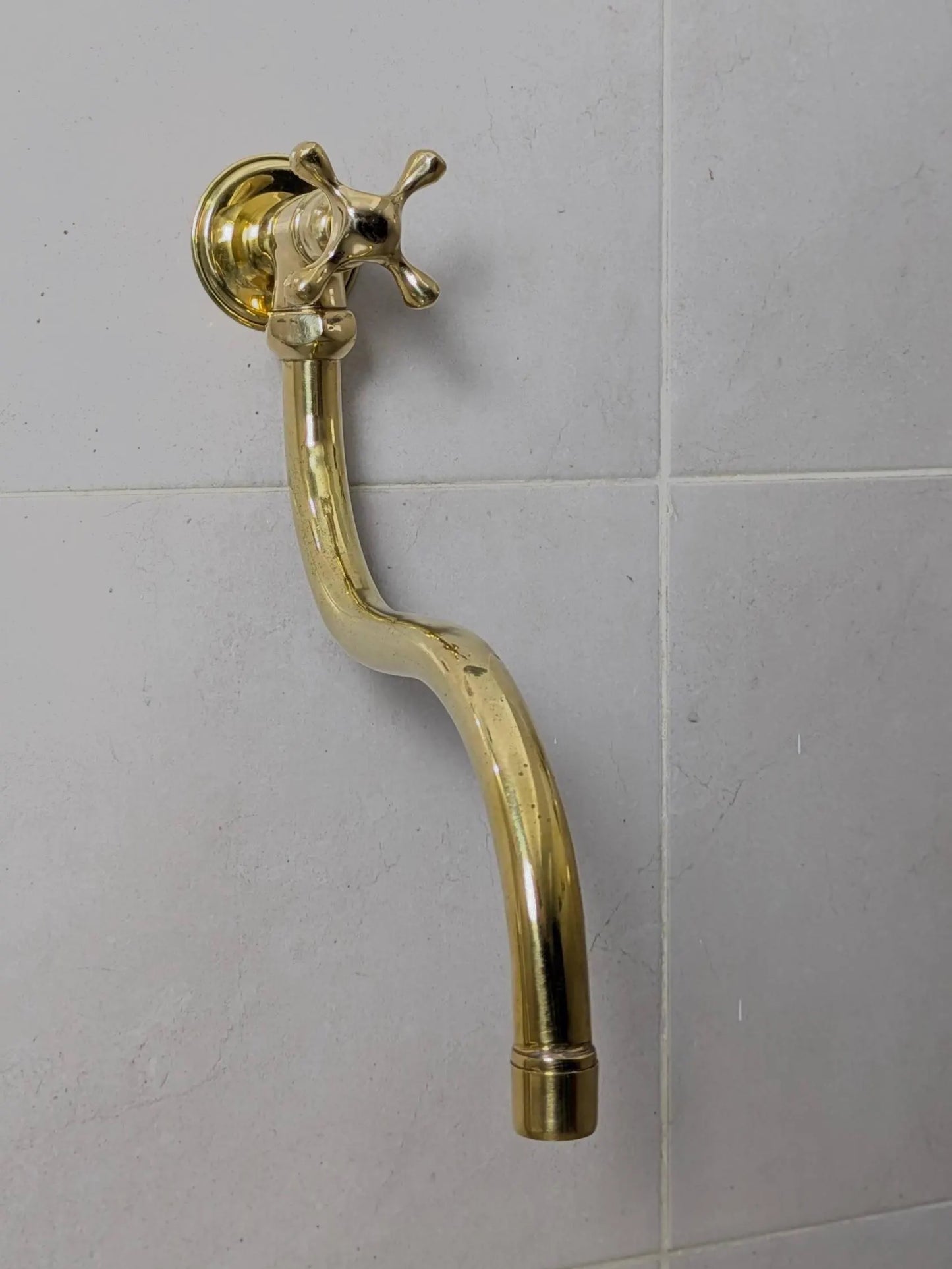 Elegant Brass Wall-Mounted Tap – Long Curved Spout