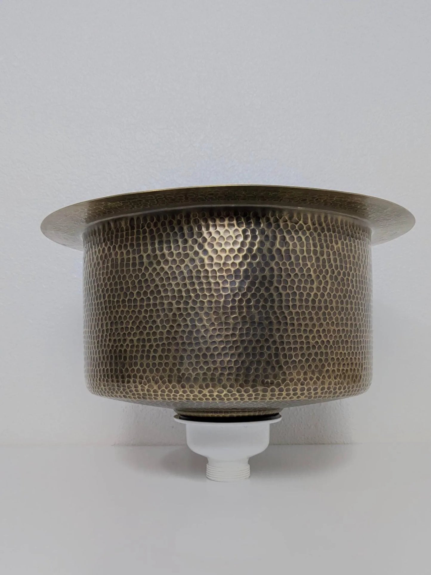 Antique Bronze Hammered Copper Bar Sink with Textured Rim
