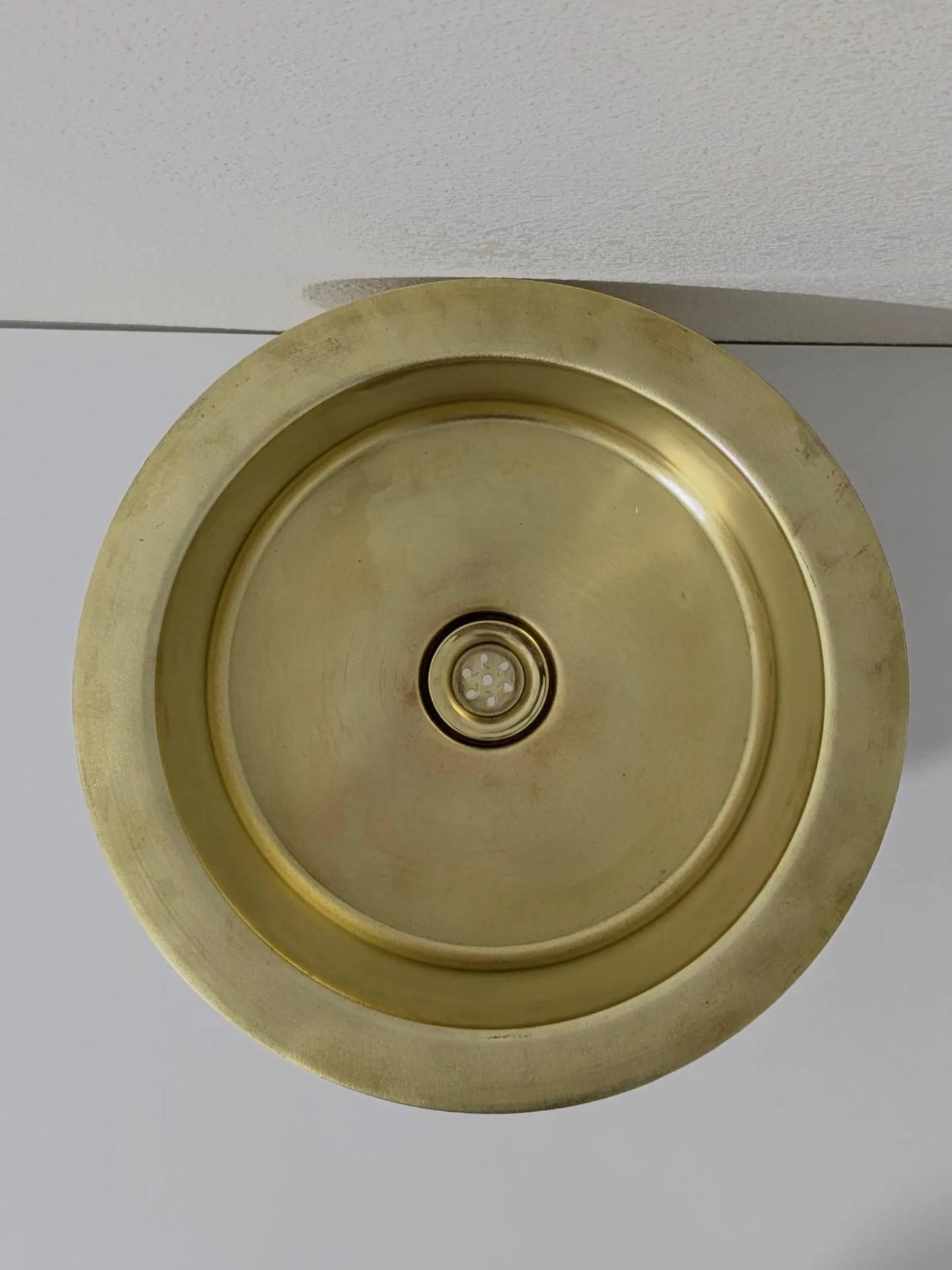 Matte Brass Utility Sink with Minimalist Drain – Brushed Finish