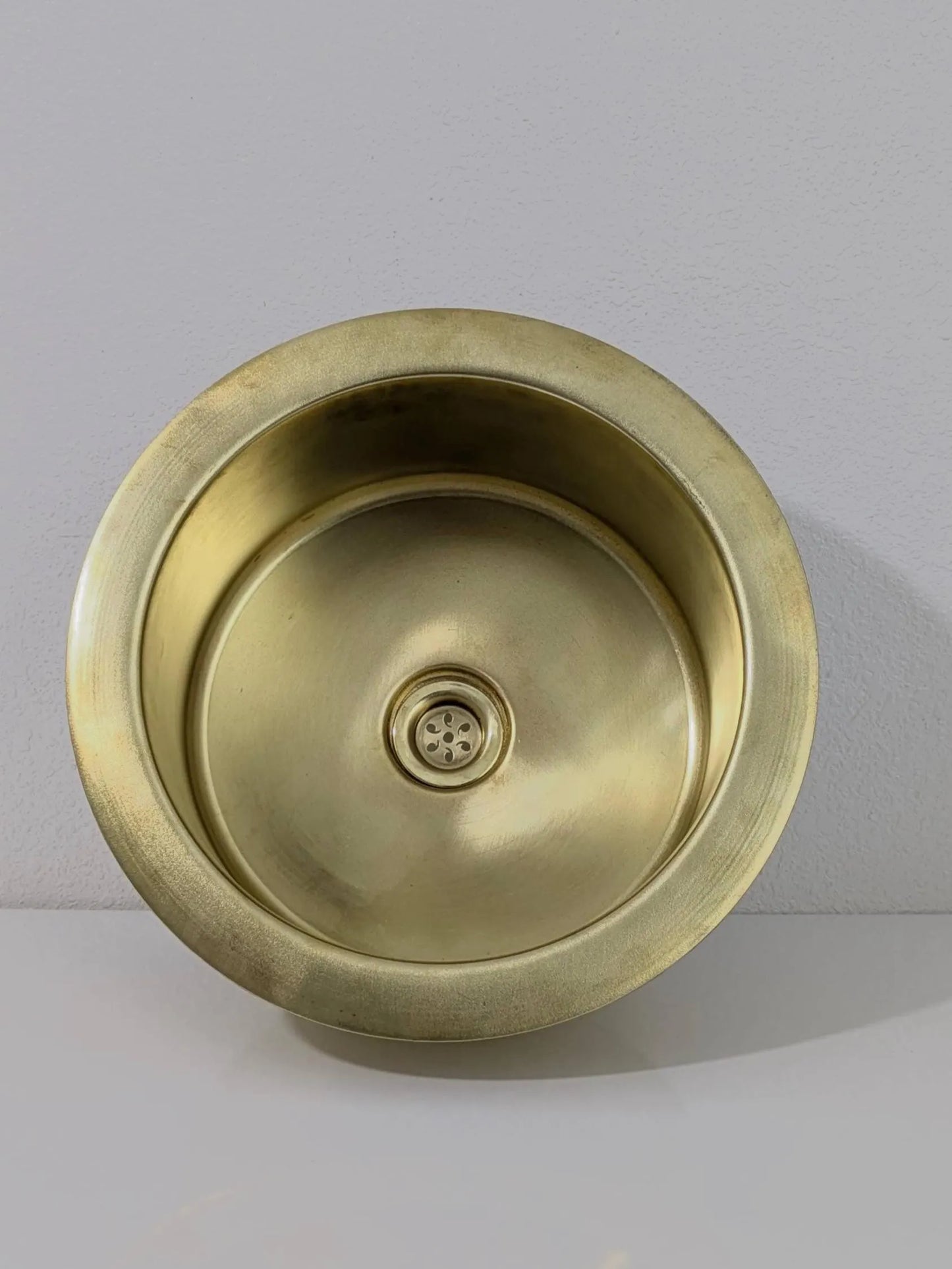 Matte Brass Utility Sink with Minimalist Drain – Brushed Finish