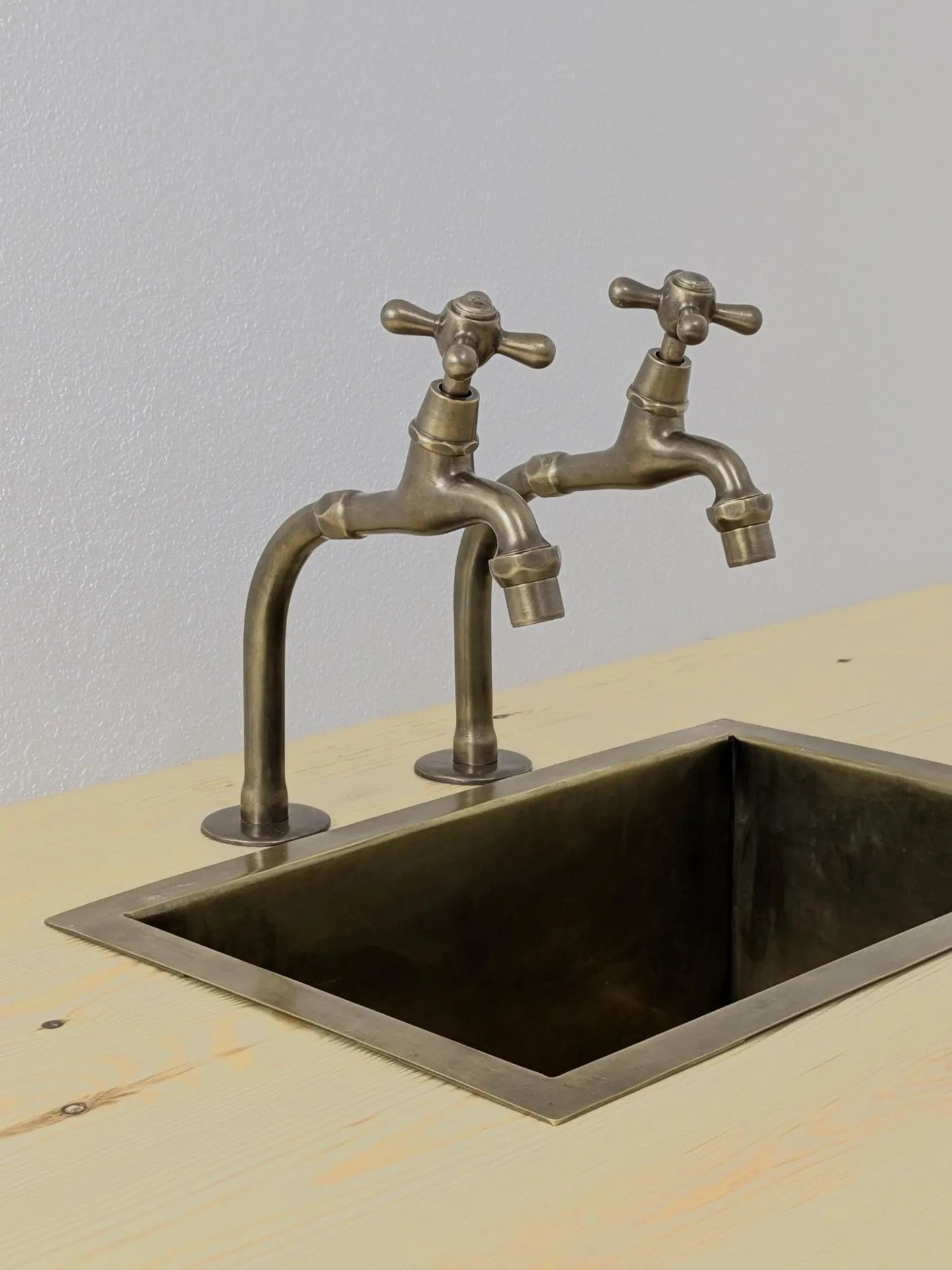 Brushed Brass Pillar Taps – Countertop Sink Faucets Single or Couple