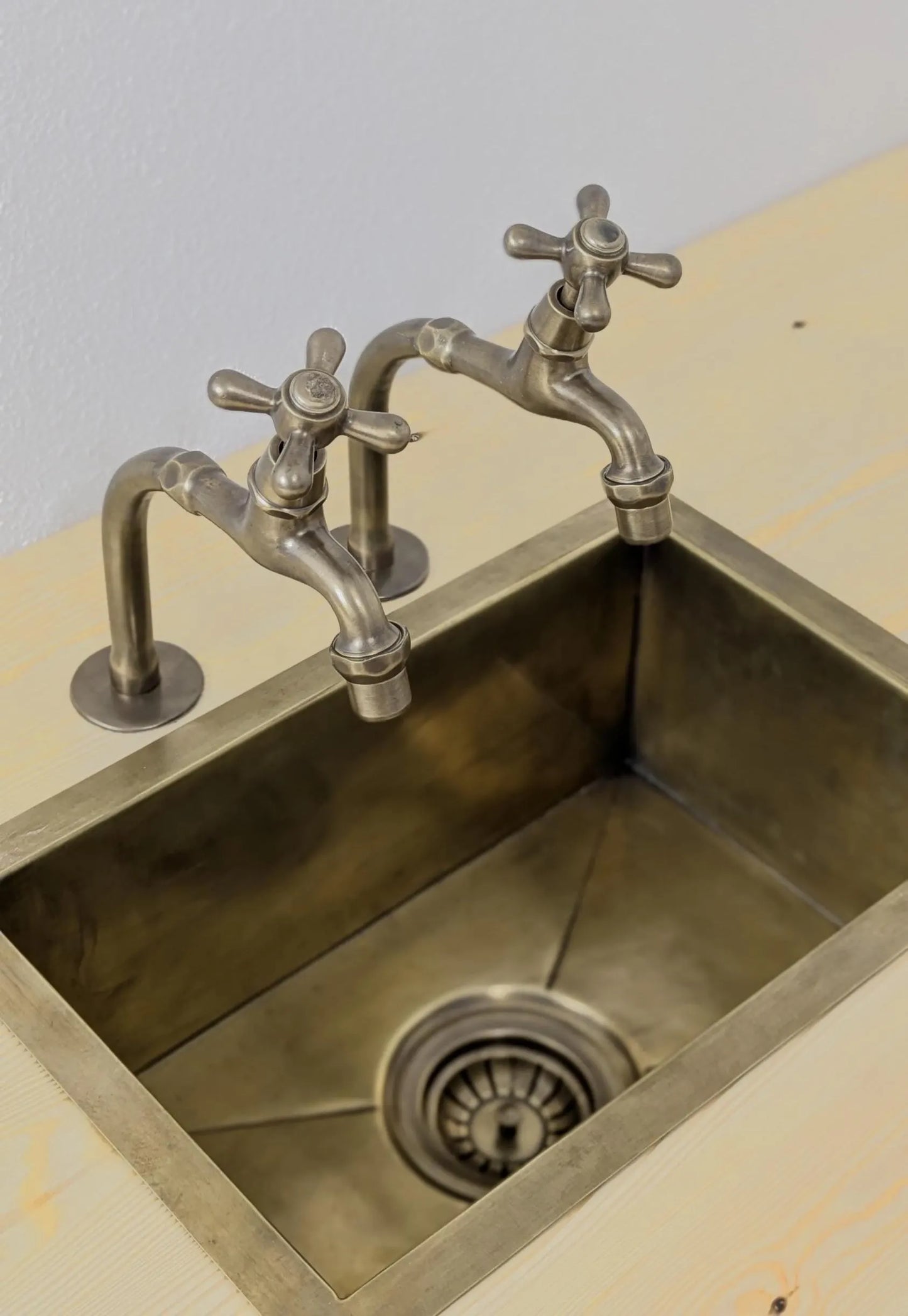 Brushed Brass Pillar Taps – Countertop Sink Faucets Single or Couple
