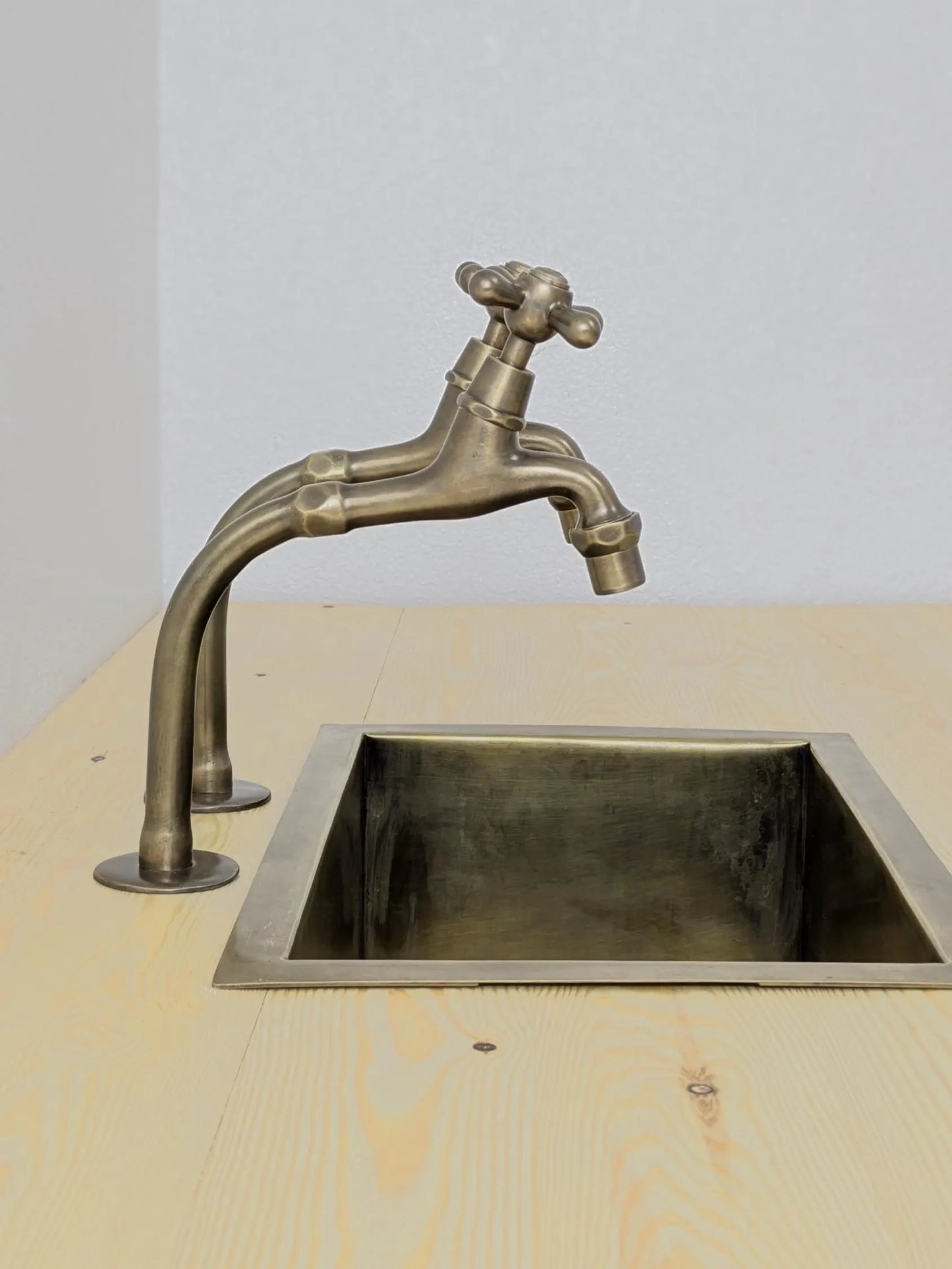 Brushed Brass Pillar Taps – Countertop Sink Faucets Single or Couple