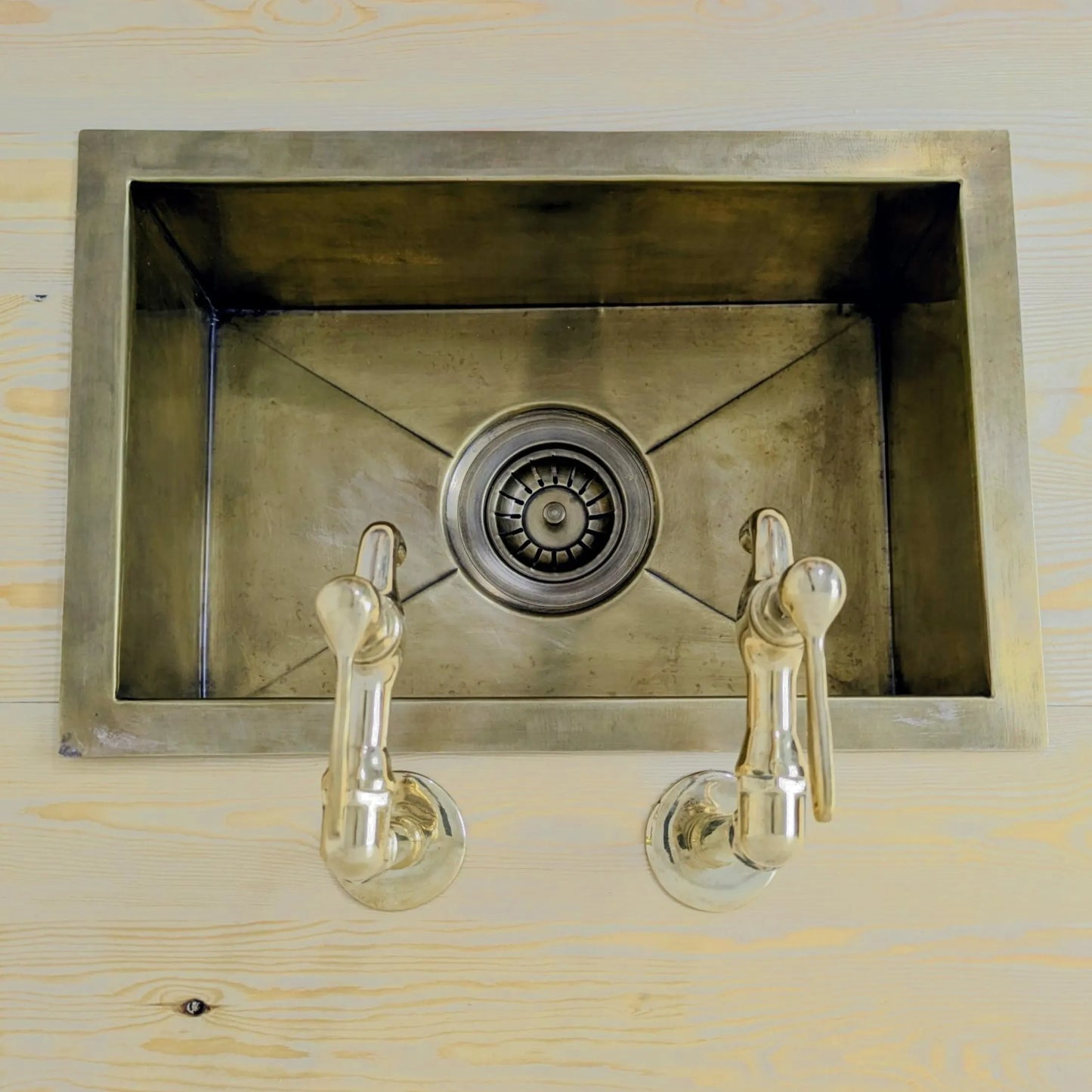 Unlacquered Brass Taps, Countertop Kitchen Pillar Taps.