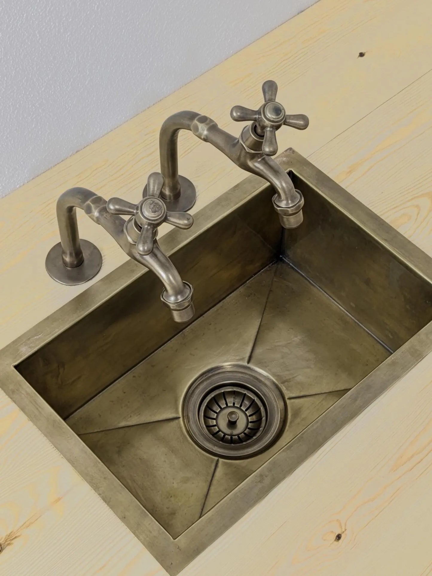 Brushed Brass Pillar Taps – Countertop Sink Faucets Single or Couple