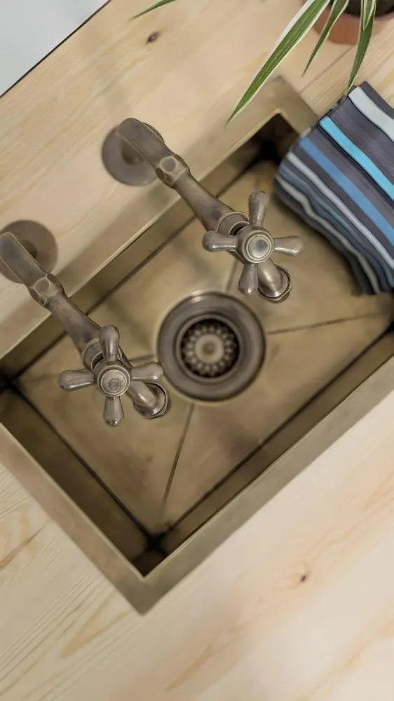 Brushed Brass Undermount Bar Sink: Rectangular Bathroom Kitchen Sink