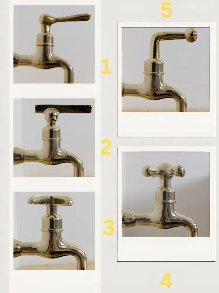 Unlacquered Brass Bib Faucets: Antique Pillar Taps, Custom Size