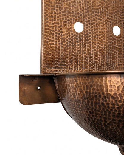 Unlacquered Brass Wall Mounted Small Bathroom Basin with Backplate and Pipe, Brushed Finish