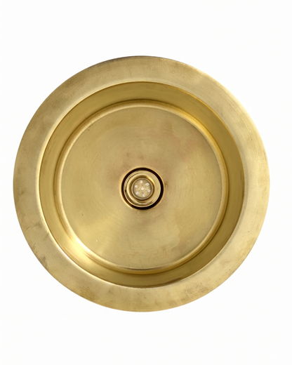 Matte Brass Utility Sink with Minimalist Drain – Brushed Finish