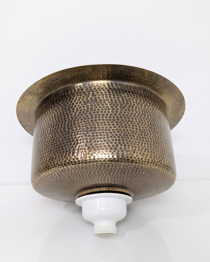 Antique Bronze Hammered Copper Bar Sink with Textured Rim