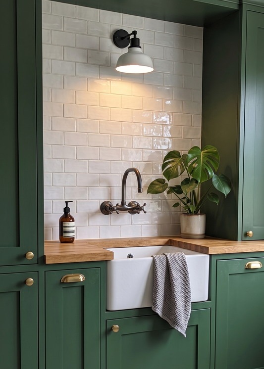 Wall Mounted Kitchen Faucet – Brushed Brass Basin Mixer with Rotating Spout