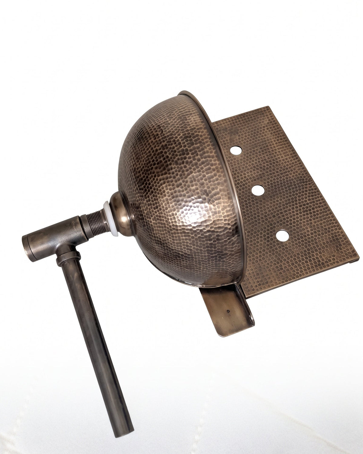 Unlacquered Brass Wall Mounted Small Bathroom Basin with Backplate and Pipe, Brushed Finish