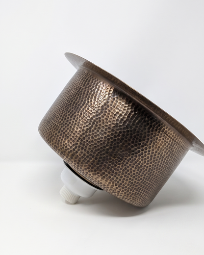 Antique Bronze Hammered Copper Bar Sink with Textured Rim