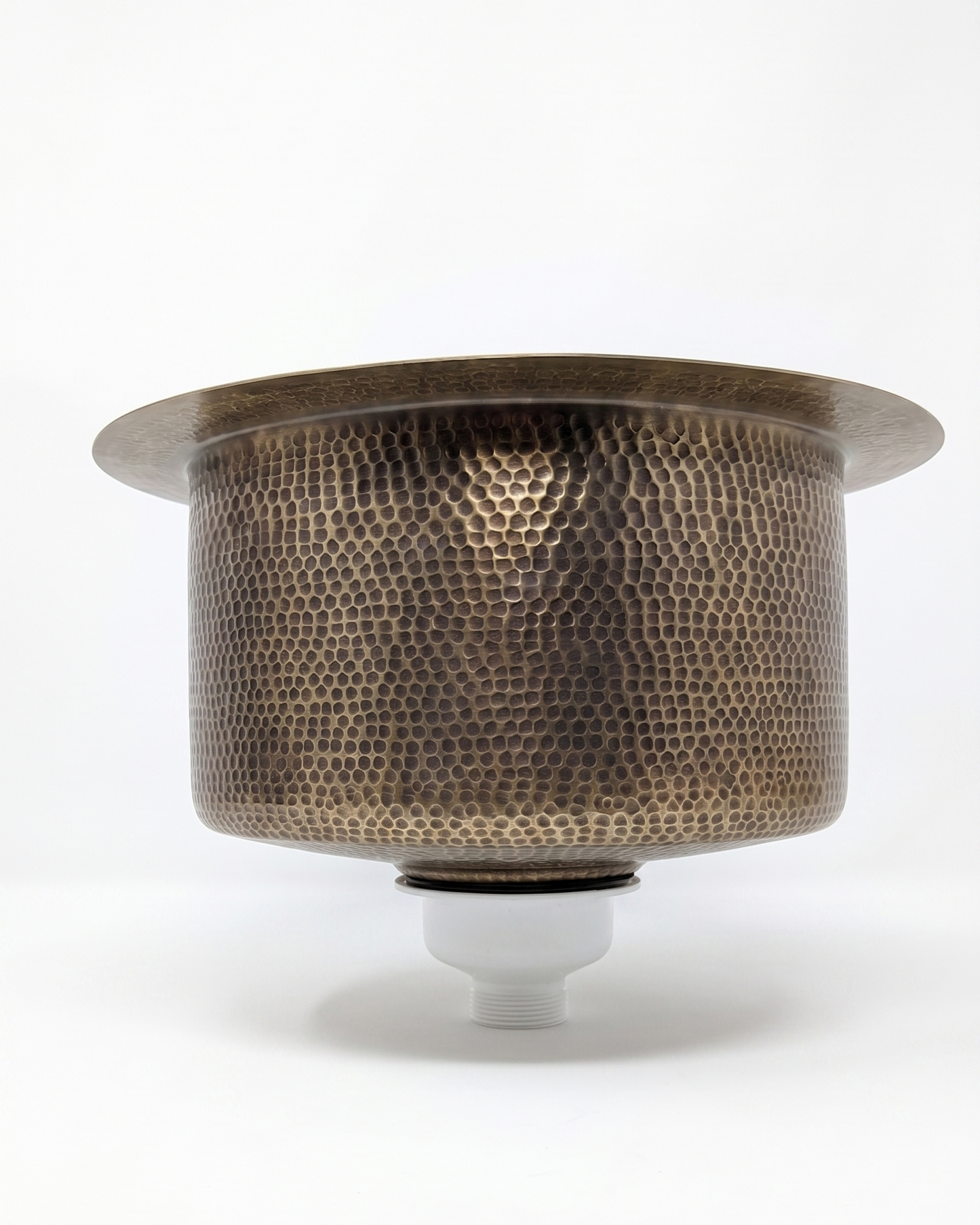 Antique Bronze Hammered Copper Bar Sink with Textured Rim