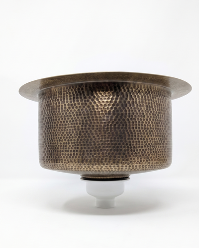 Antique Bronze Hammered Copper Bar Sink with Textured Rim