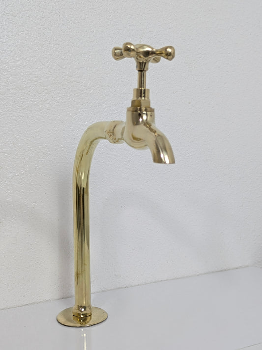 Unlacquered  brass bib faucets, antique brass bathroom kitchen pillar taps, customizable size