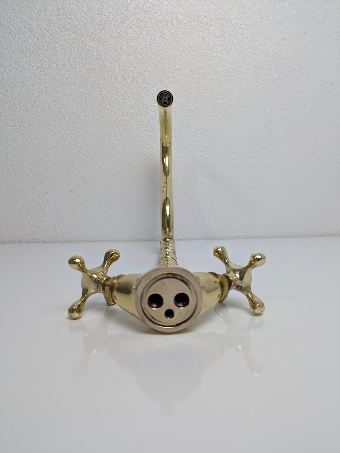 Bathroom brass faucet, Vintage-inspired faucet, Handcrafted brass fixture, Unlacquered brass finish