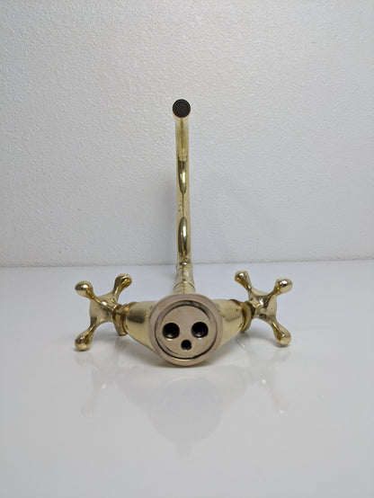 Bathroom brass faucet, Vintage-inspired faucet, Handcrafted brass fixture, Unlacquered brass finish