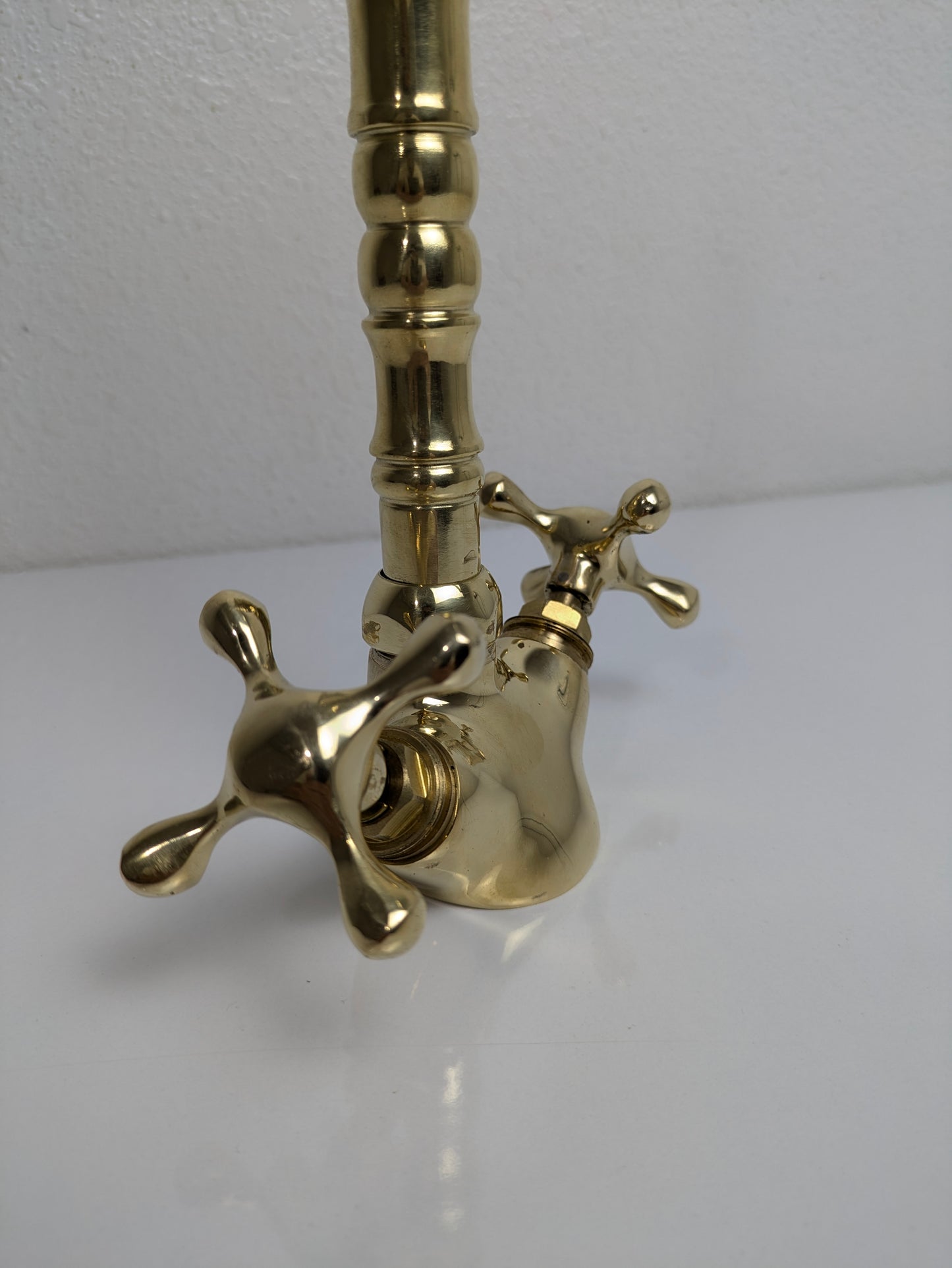 Bathroom brass faucet, Vintage-inspired faucet, Handcrafted brass fixture, Unlacquered brass finish