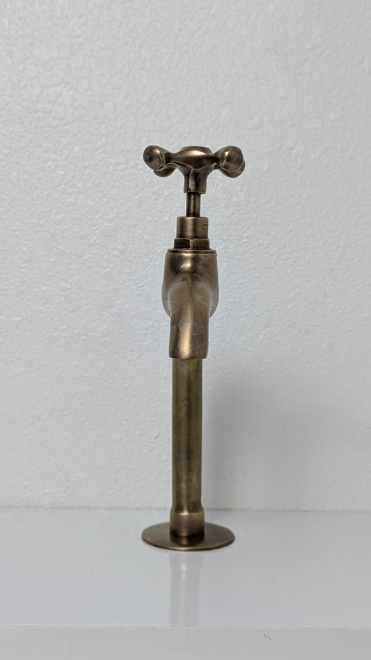 Unlacquered brass pillar taps, Brass taps, French brass faucet, 17cm high, Customizable size