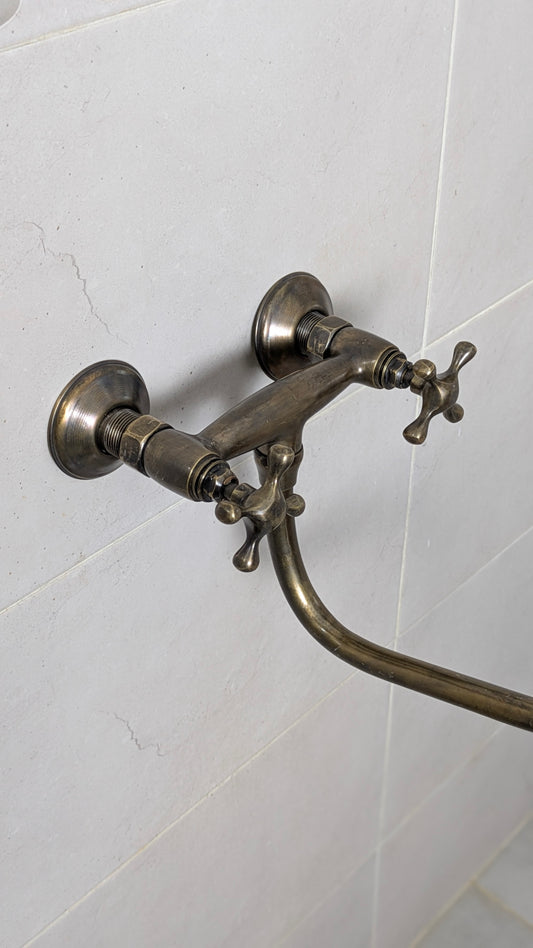 Antique Bronze Dual Control Wall Tap – Swivel Spout