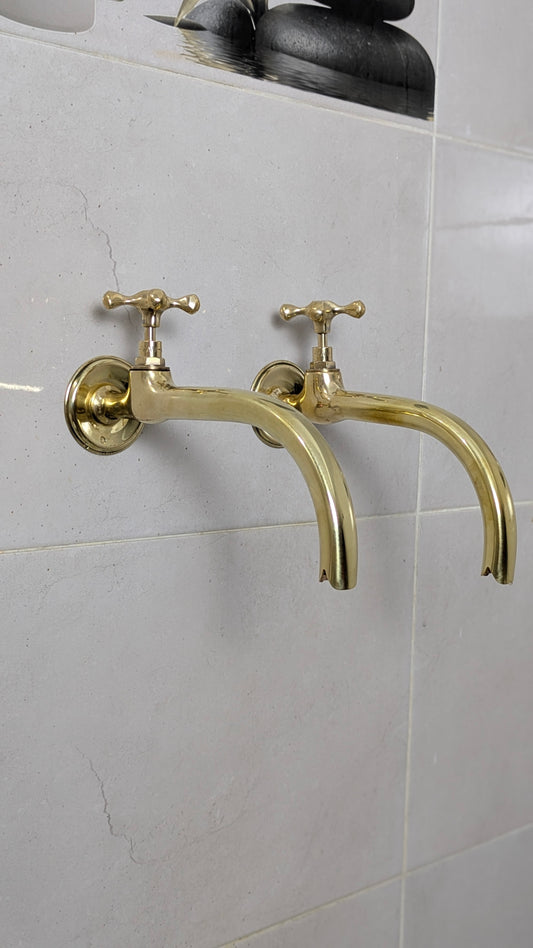 antique brass wall faucets