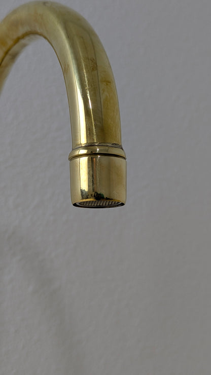 Unlacquered Brass Kitchen Faucet, 6" Bridge Faucet with Cross Handles, Antique Brass, Vintage Brass Faucet