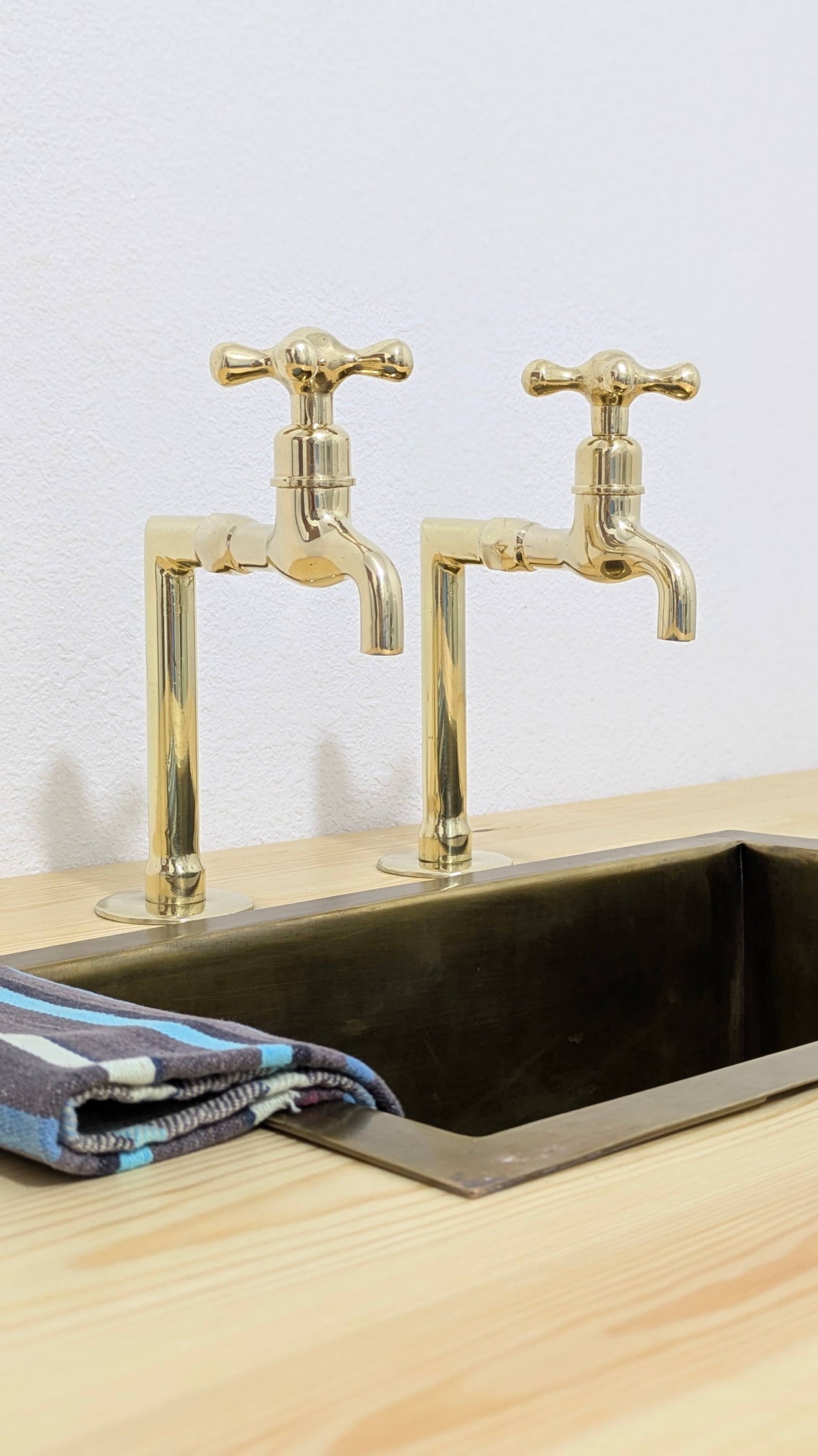 Unlacquered Brass Kitchen Faucets with Upstands: Customizable Size