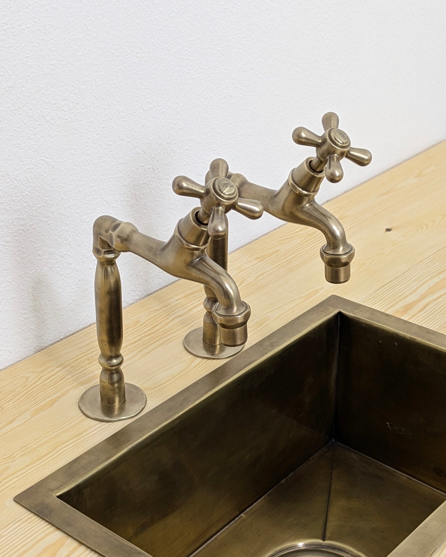 Handmade Moroccan Brass Pillar Sink Taps - Old Bronze Finish
