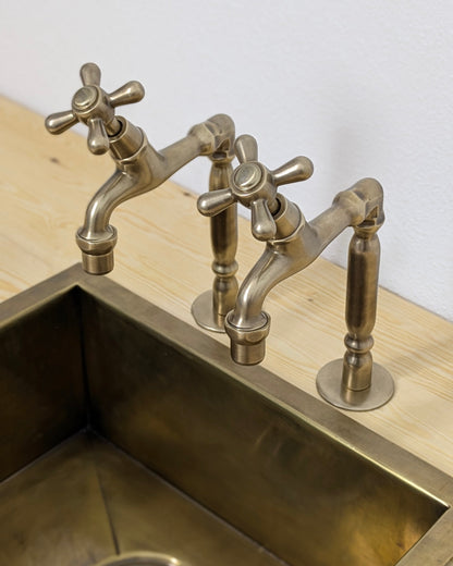 Handmade Moroccan Brass Pillar Sink Taps - Old Bronze Finish