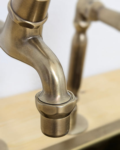 Handmade Moroccan Brass Pillar Sink Taps - Old Bronze Finish