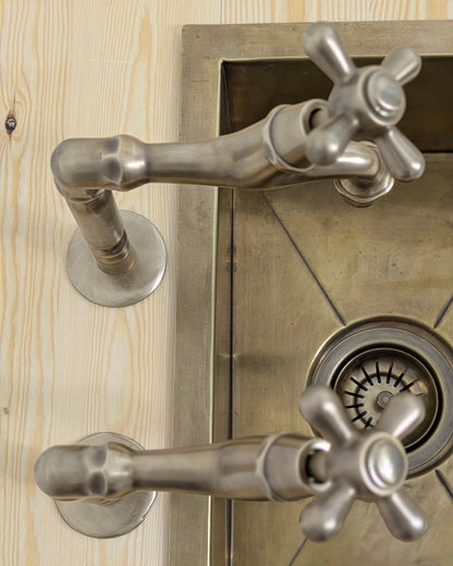 Handmade Moroccan Brass Pillar Sink Taps - Old Bronze Finish