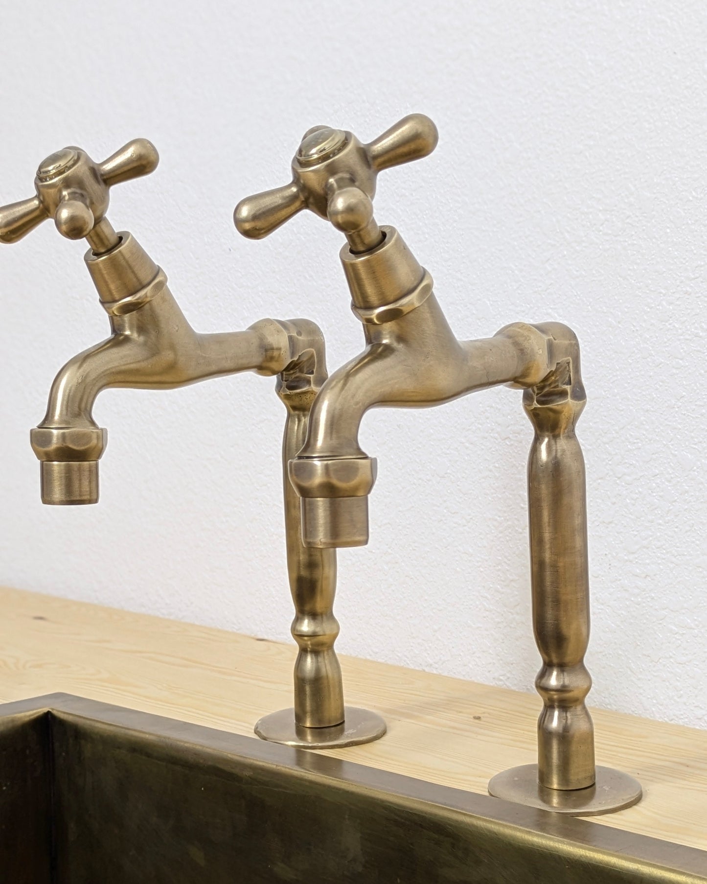 Handmade Moroccan Brass Pillar Sink Taps - Old Bronze Finish