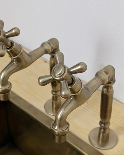 Handmade Moroccan Brass Pillar Sink Taps - Old Bronze Finish