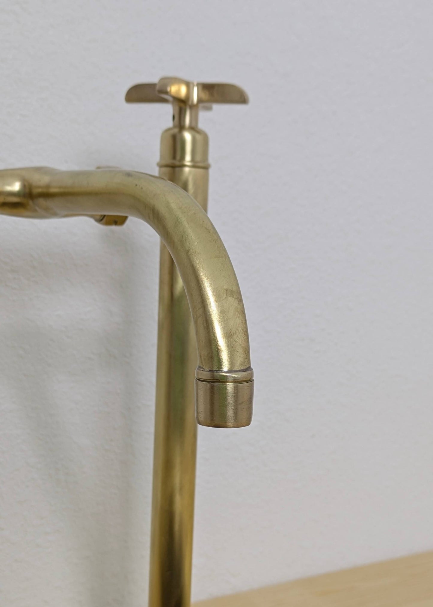Handmade Brushed Brass Bridge Kitchen Faucet