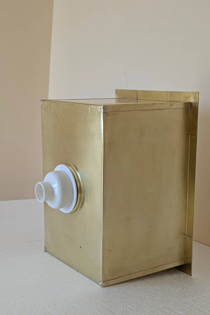 Undermount Single Bowl brass Sink: Rectangular Unlacquered Sink With It Drain Basket.