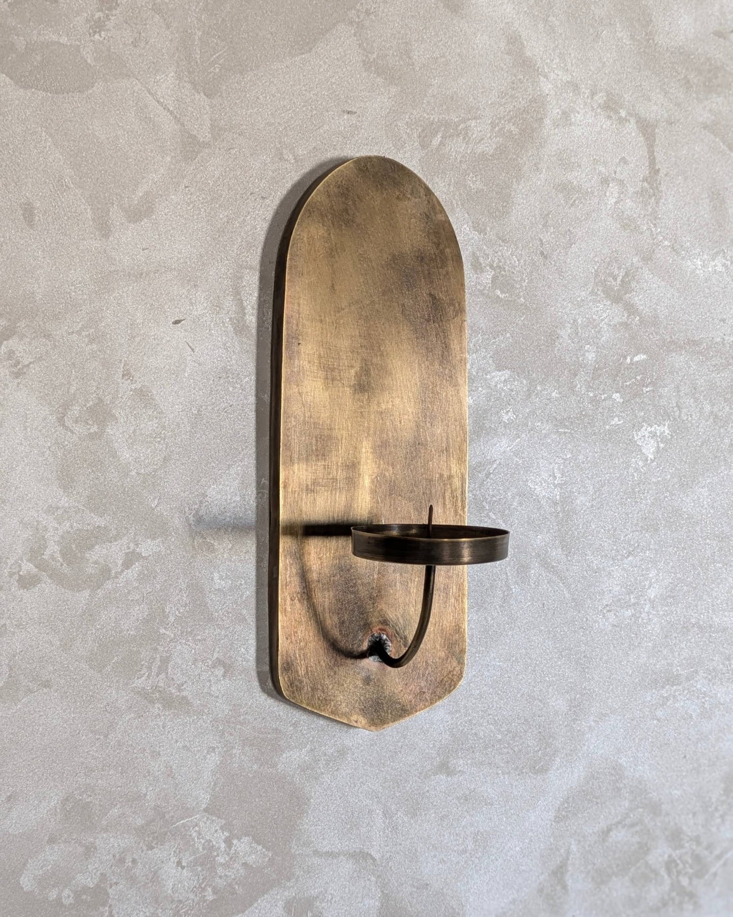 Wall candle holder, Brass leaf candle stick, Old bronze finish