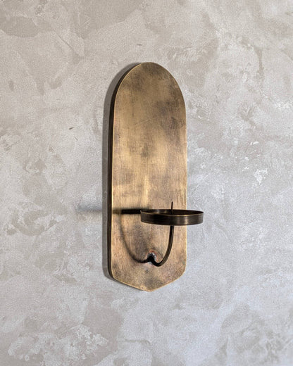 Wall candle holder, Brass leaf candle stick, Old bronze finish