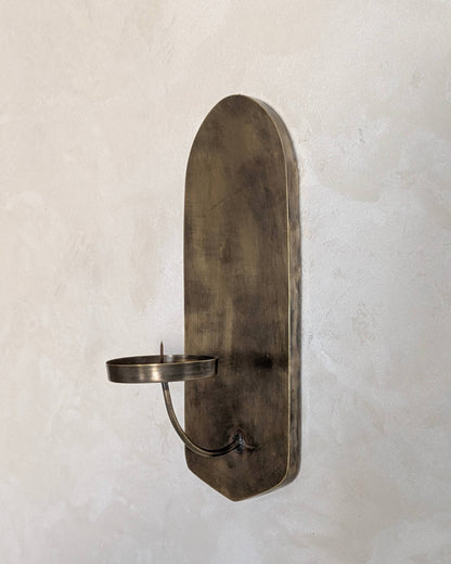 Wall candle holder, Brass leaf candle stick, Old bronze finish