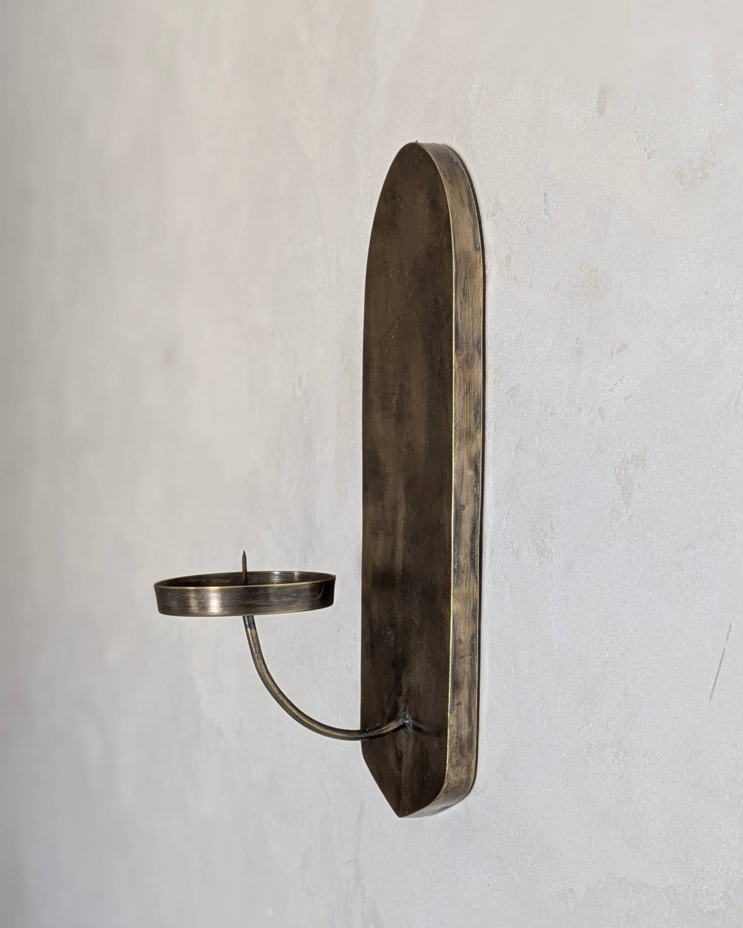 Wall candle holder, Brass leaf candle stick, Old bronze finish