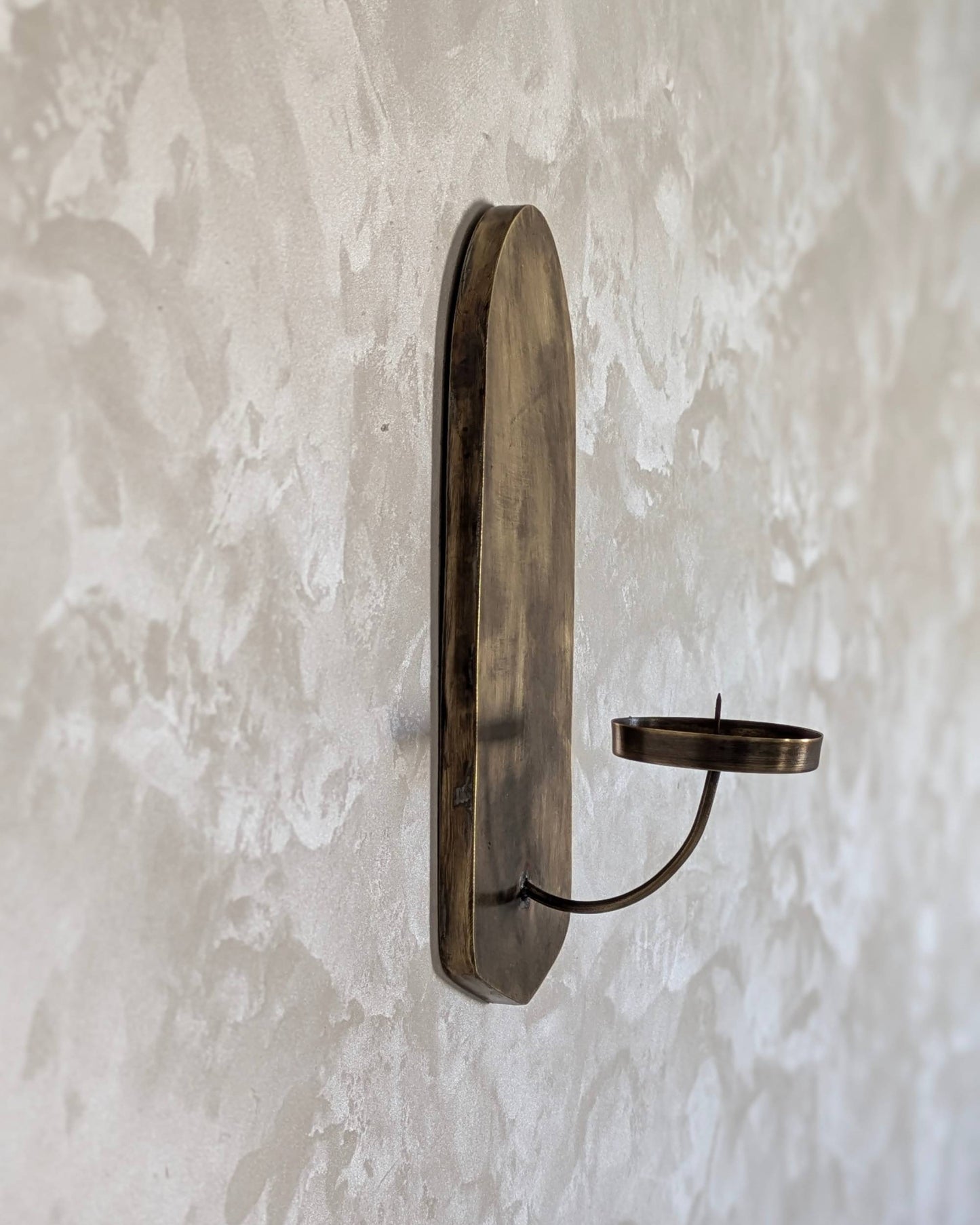 Wall candle holder, Brass leaf candle stick, Old bronze finish