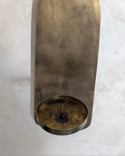 Wall candle holder, Brass leaf candle stick, Old bronze finish