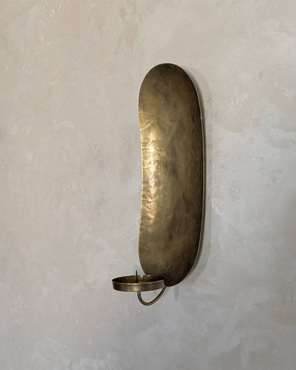 Wall candle holder, Brass leaf candle stick, Old bronze finish