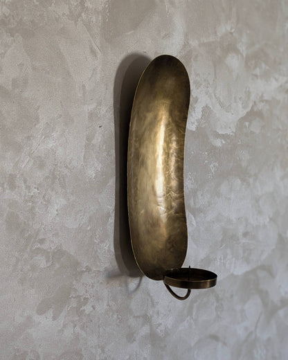 Wall candle holder, Brass leaf candle stick, Old bronze finish