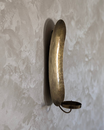 Wall candle holder, Brass leaf candle stick, Old bronze finish