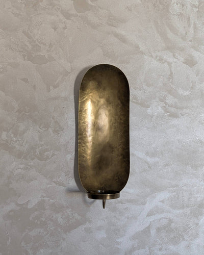 Wall candle holder, Brass leaf candle stick, Old bronze finish