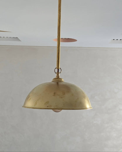 Handmade Brass Pendant Light, Pumphouse Dome Shaped Pendant.