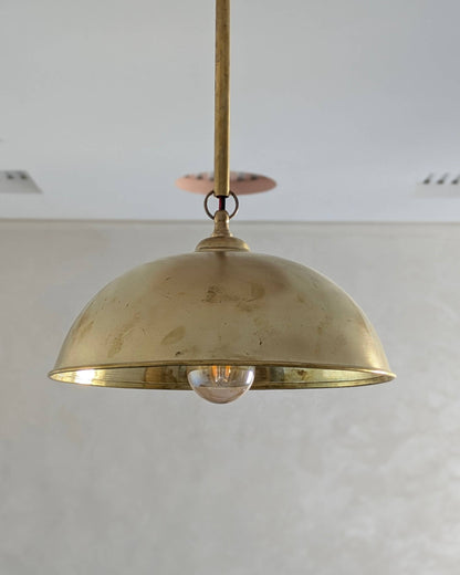 Handmade Brass Pendant Light, Pumphouse Dome Shaped Pendant.