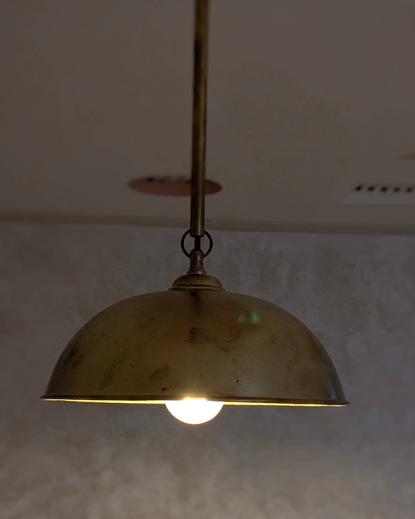 Handmade Brass Pendant Light, Pumphouse Dome Shaped Pendant.