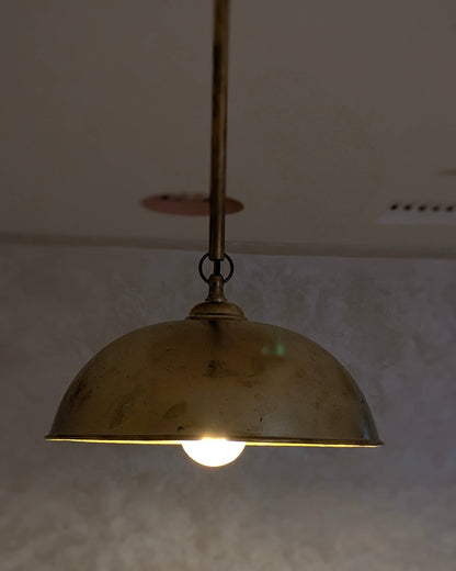 Handmade Brass Pendant Light, Pumphouse Dome Shaped Pendant.